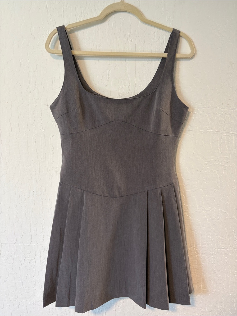 Isalis Nichols Sleeveless Grey Mini Dress with Pleated Skirt